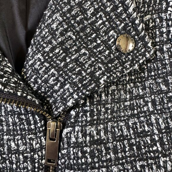Banana Republic Tweed Moto Jacket Sz 2 Waterfall Front Asymmetrical Zip Academia - Picture 3 of 8